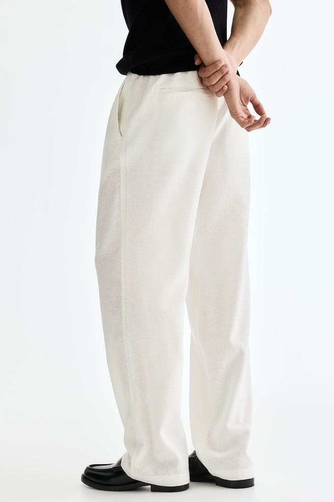 Relaxed-Fit Linen-Blend Pants - White/Black/Navy blue/striped/Light brown/White/striped - 4