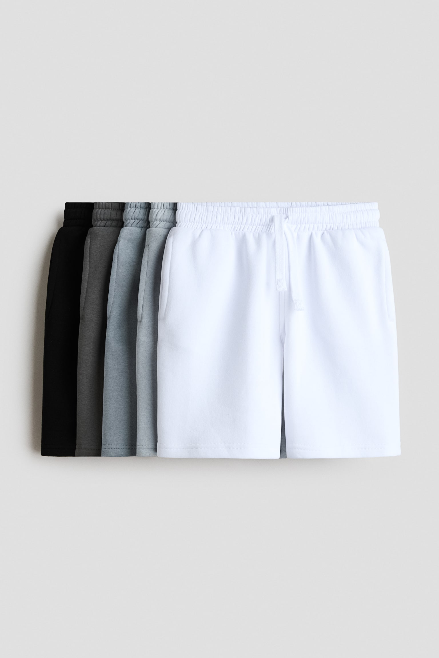 5-pack knee-length sweatshorts - White/Light grey