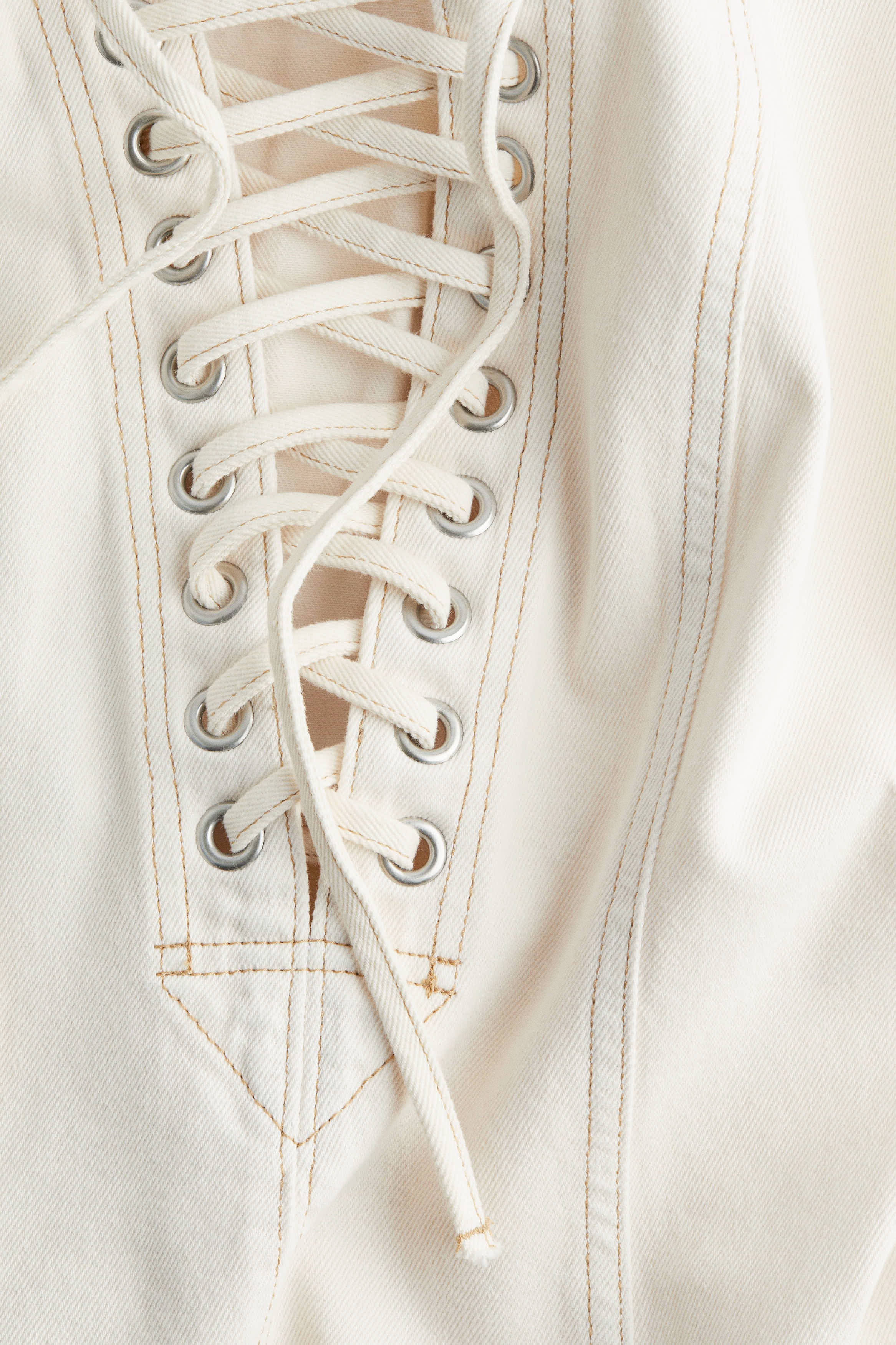 Lacing-detail denim dress