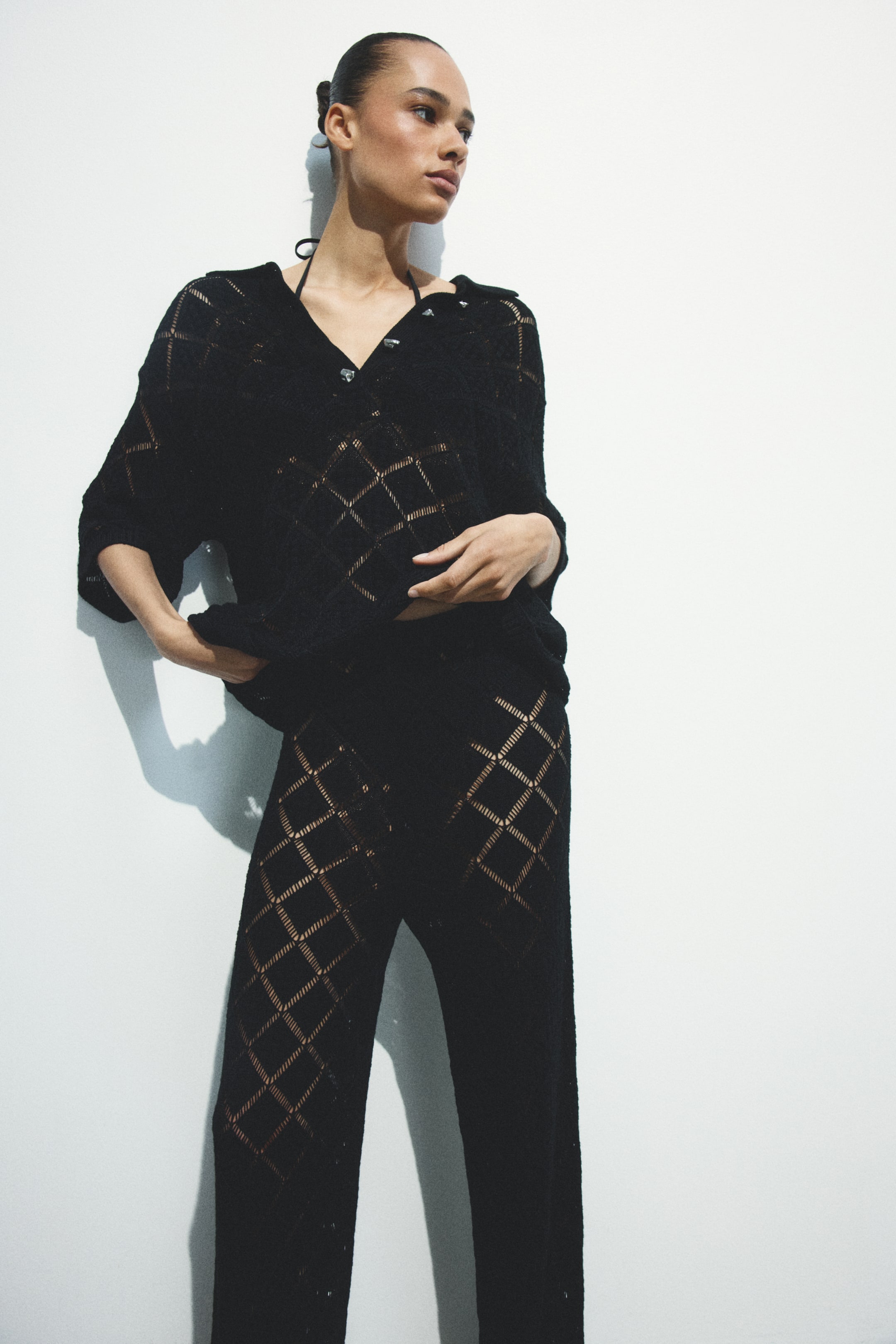 Crochet-Look Pants