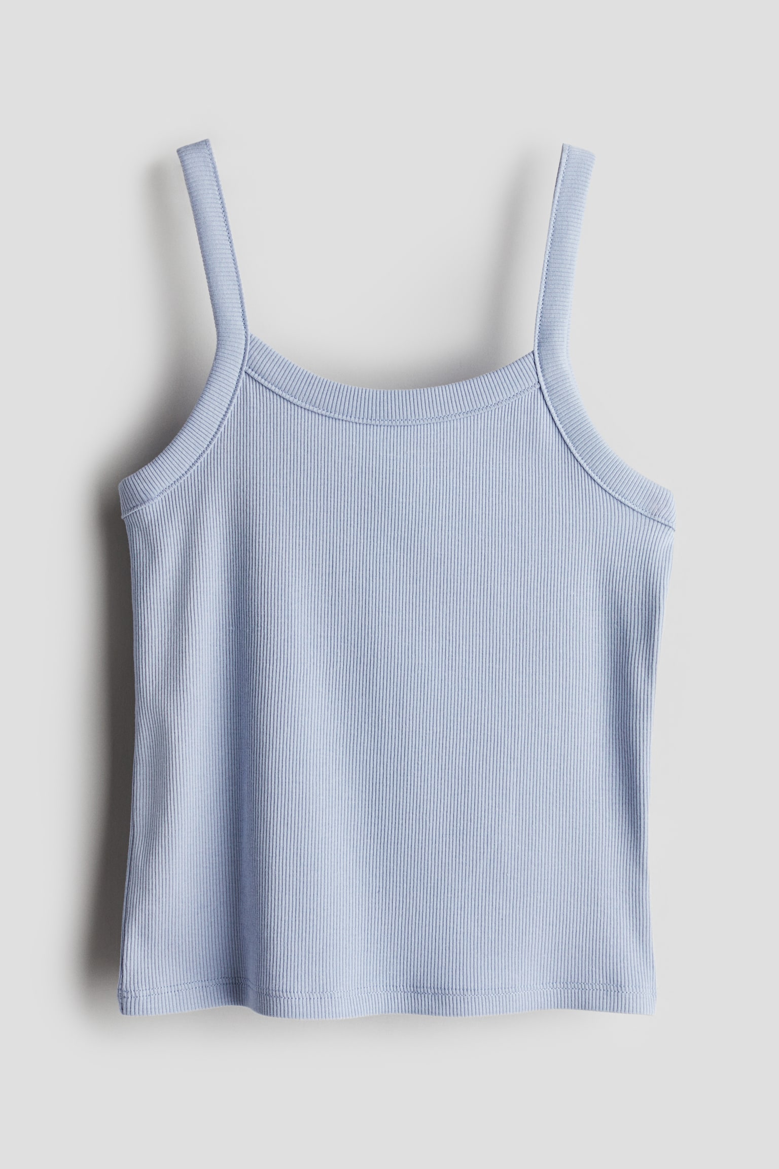 Ribbed strappy top - Dusty blue/Light grey marl - 1