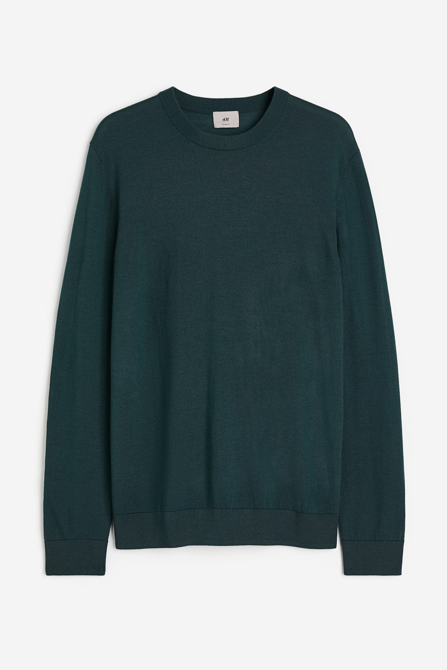 Slim Fit Merino wool jumper - Dark teal/Black - 1