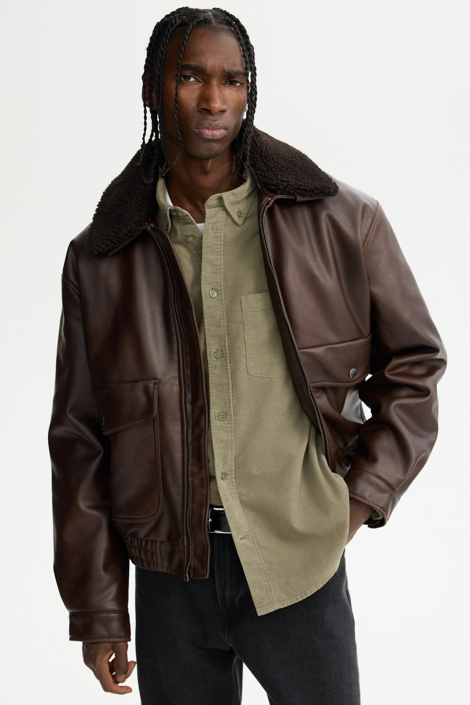 Sztruksowa koszula Regular Fit - Zieleń khaki/Burgundy/Czarny/Brązowy/Granatowy/Jasnobeżowy/Ciemna leśna zieleń/Niebieski - 3