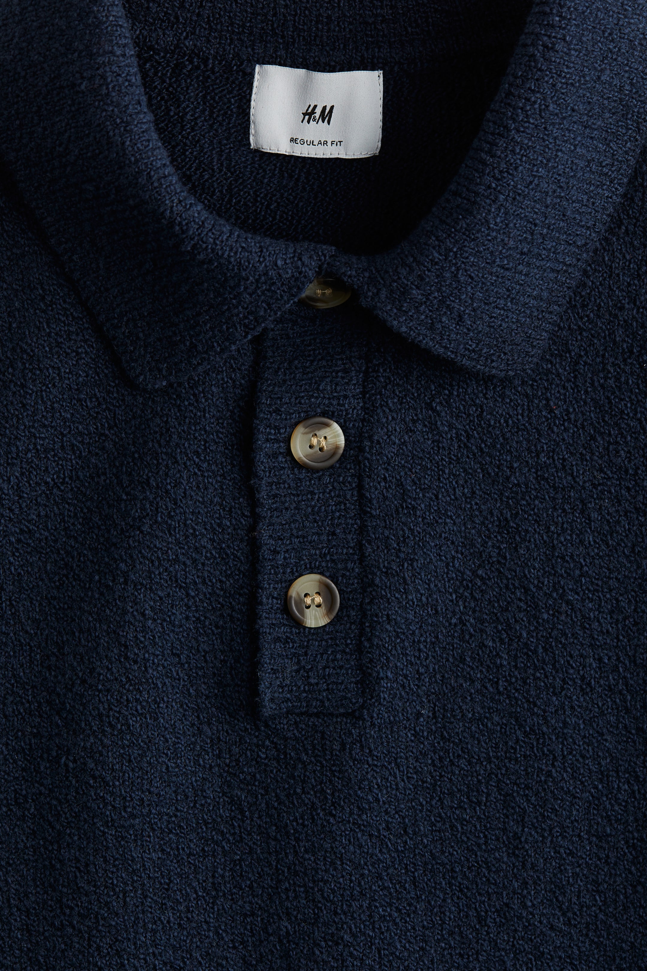 Regular Fit Bouclé Polo Shirt - Navy blue - Men | H&M US