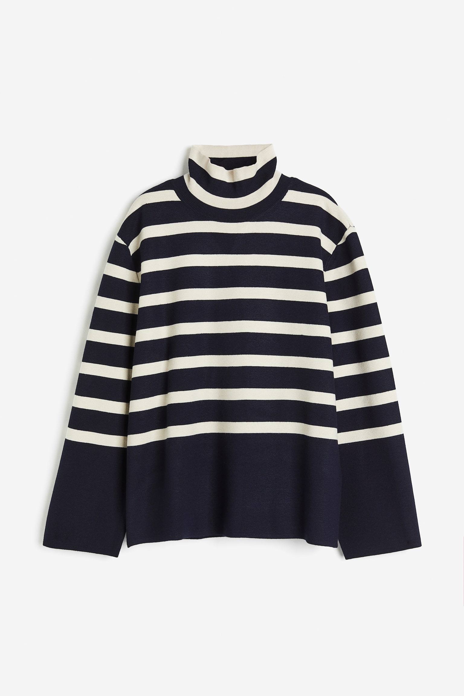 Turtleneck jumper - Navy blue/Cream striped/Cream/Striped/White/Beige striped - 2