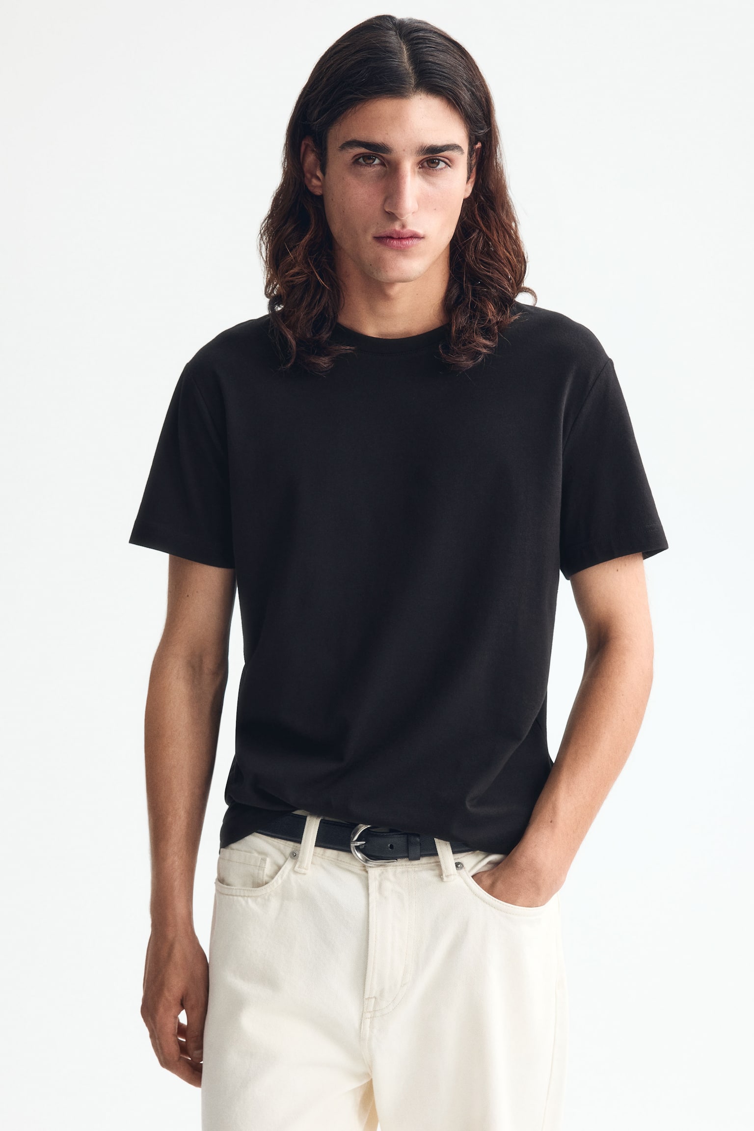 טישירט Slim Fit - שחור/כחול נייבי/לבן/כחול כהה מאובק/תכלת/חום כהה/כחול נייבי/לבן/שחור פסים - 1