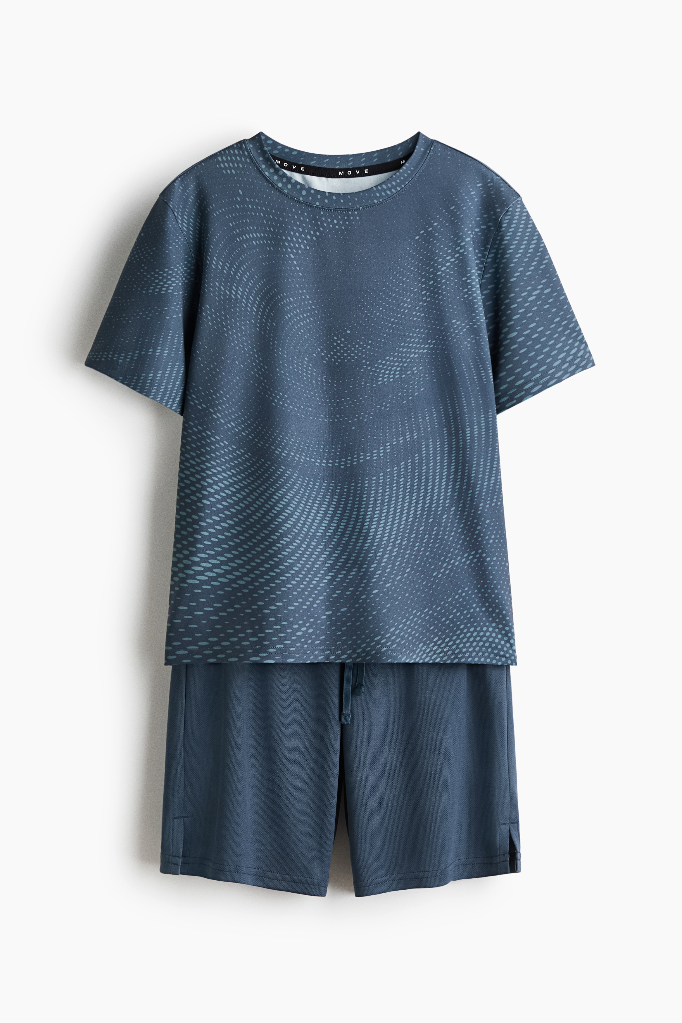 Tweedelige voetbalset met DryMove™ - Dusty blauw/Zwart/dessin/Grijs/dessin