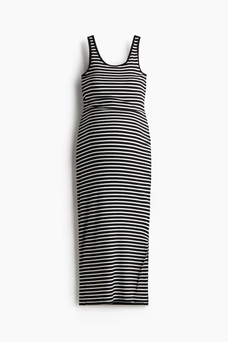 MAMA Fine-Knit Dress - Black/striped