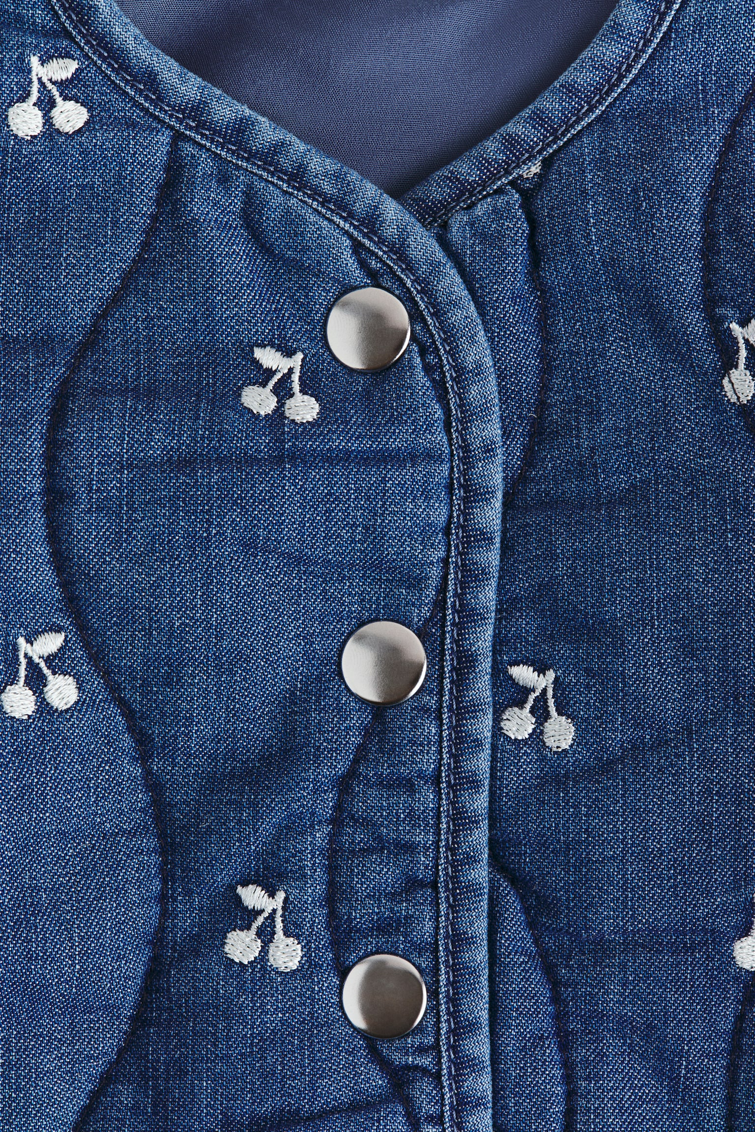 Quilted denim jacket - Denim blue/Cherries/Denim blue/Bows - 6