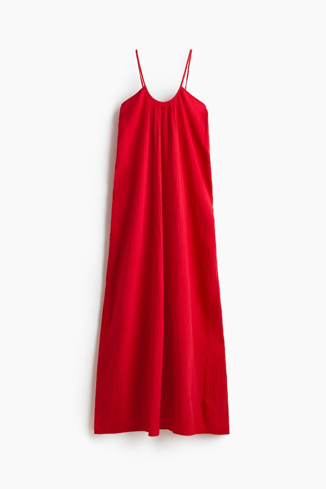 Strandkleid aus Baumwollmusselin - Rot/Blassgelb/Cremefarben - 1