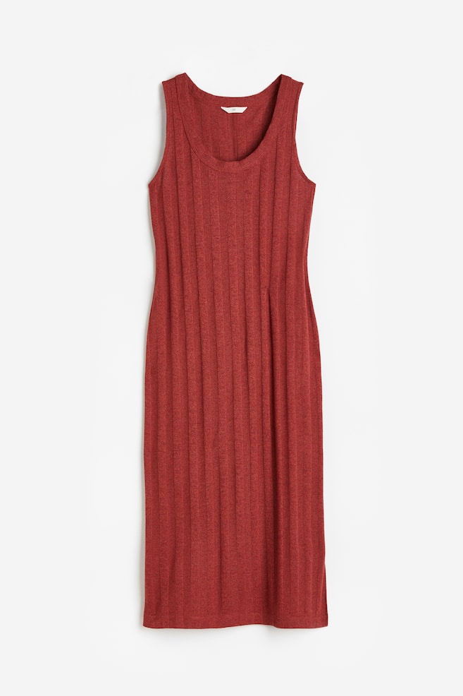 Rib-knit dress - Red/Dark beige/Light beige/Black - 2