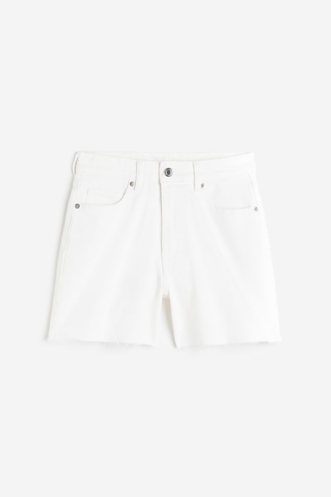 High Denim Shorts - High waist - Short - White - Ladies | H&M US