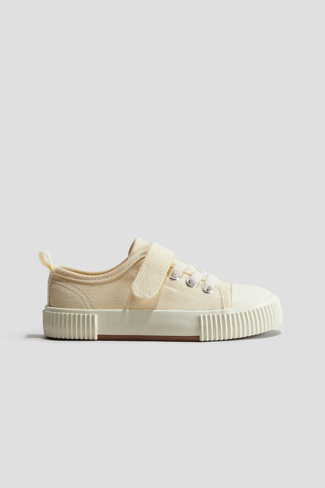 Sneakers en toile de coton - Light yellow/Crème/motif zébré - 1