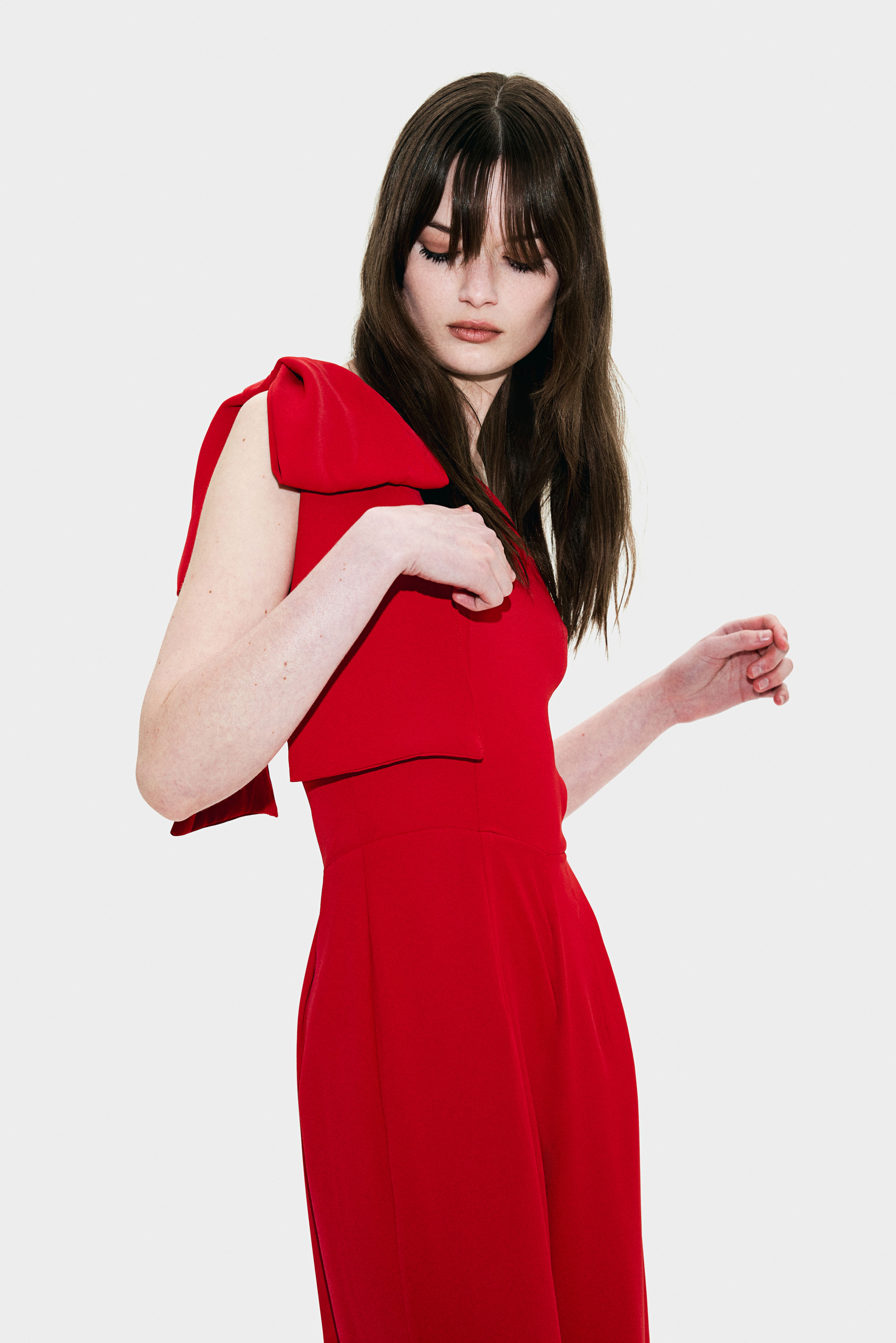 H and m fashion red jumpsuit