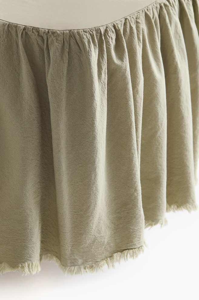 Linen-Blend Bedspread - Light khaki green/White/Light beige - 1