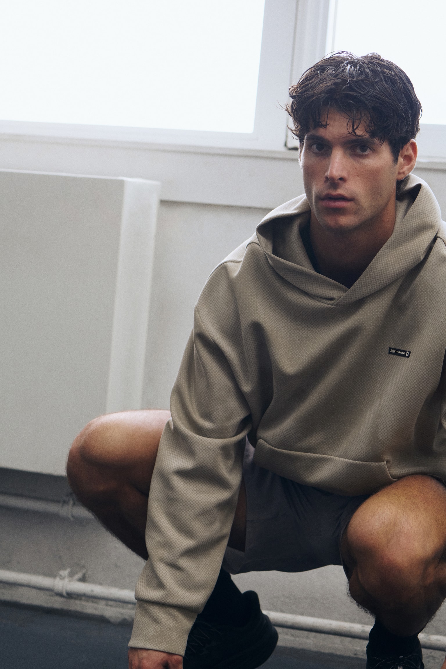 Oversized Fit Sport hoodie with DryMove™ - Beige/Patterned/Dark pink - 4