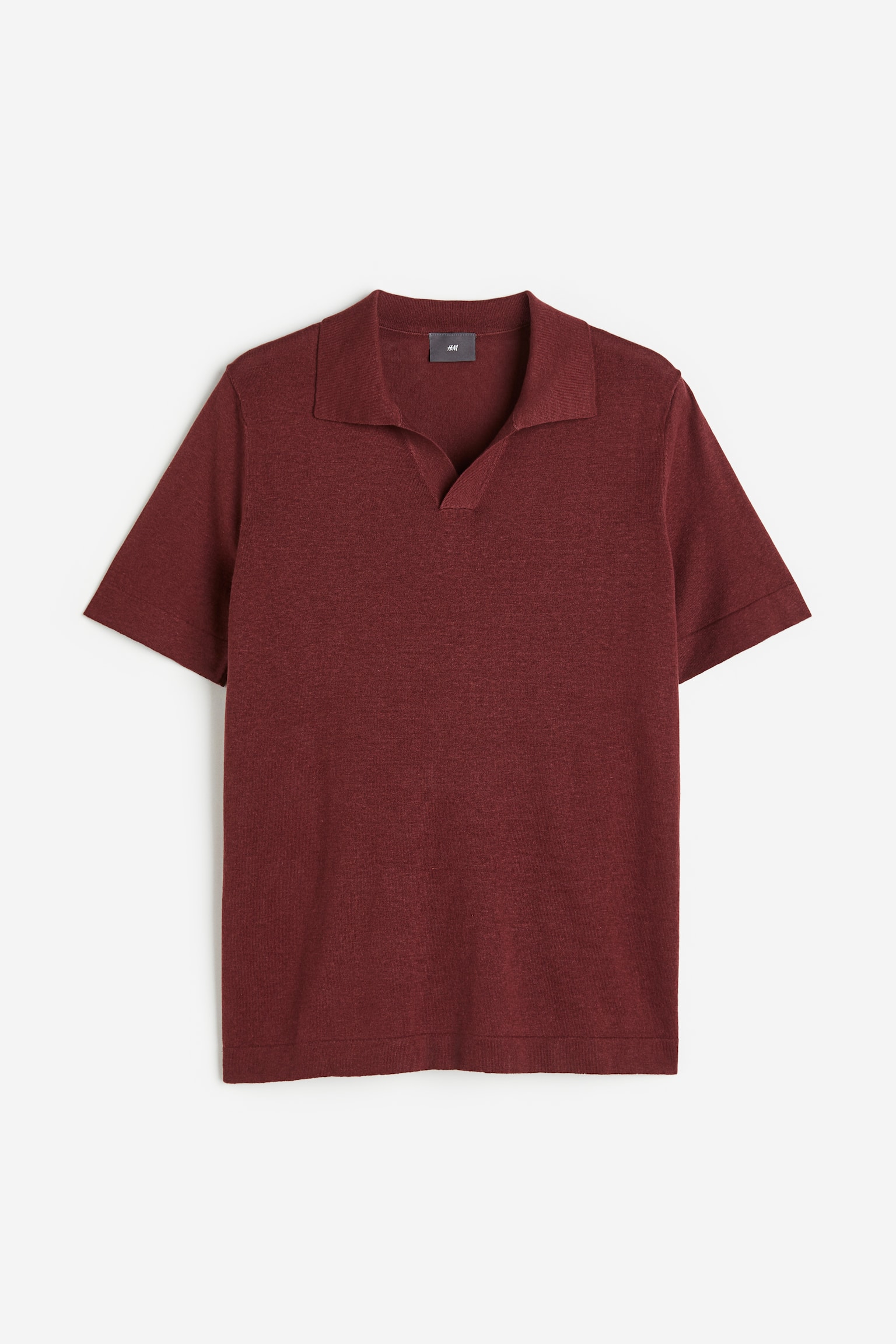 Regular Fit Linen-blend polo shirt - Dark red - 1