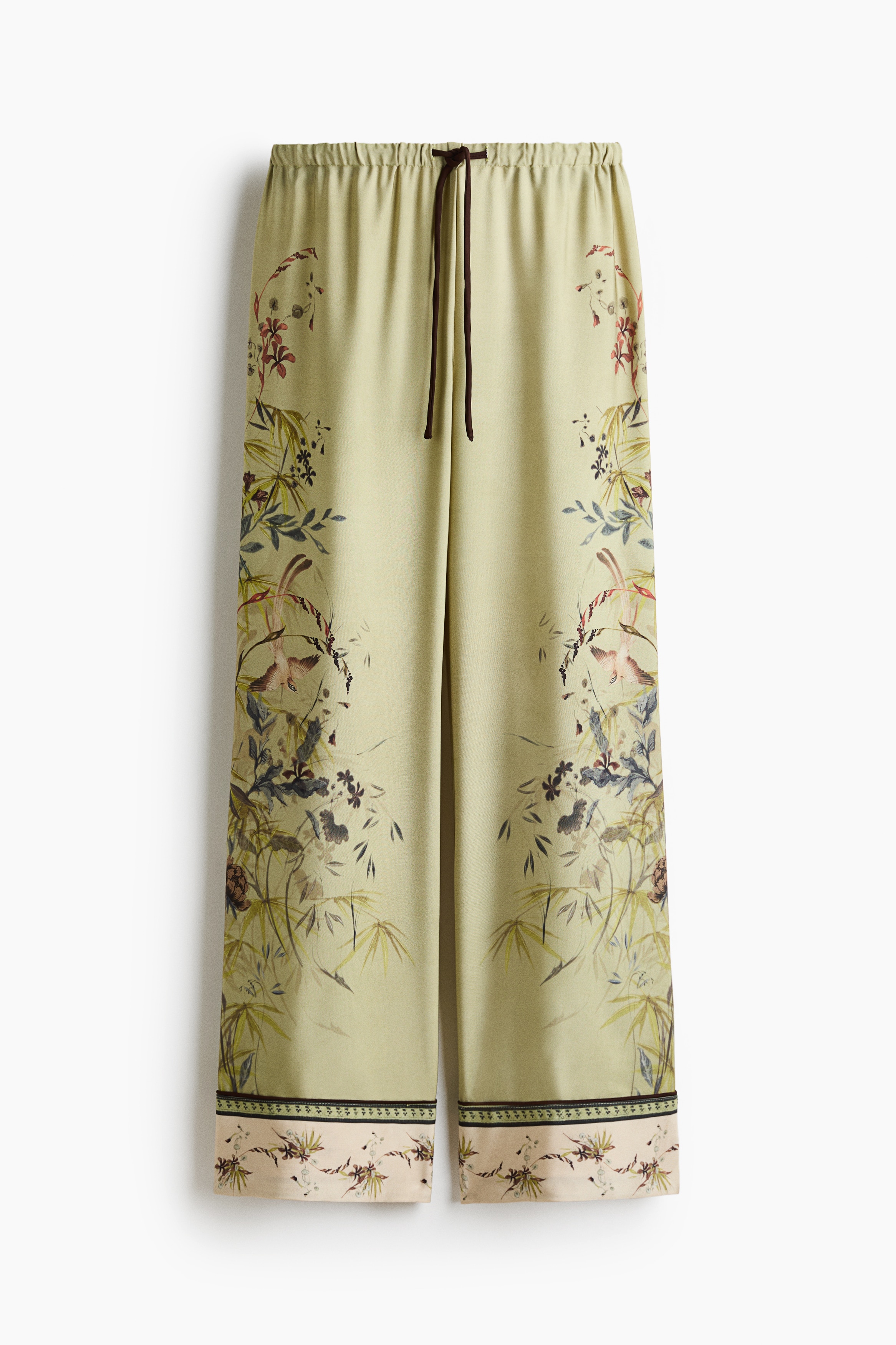 Patterned drawstring trousers - Light dusty green/Patterned