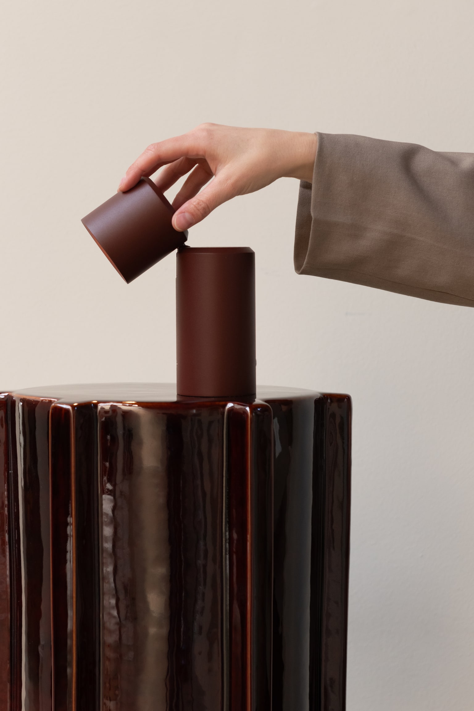 Milan Tischlampe - Bordeaux/Schwarz/Beige - 5