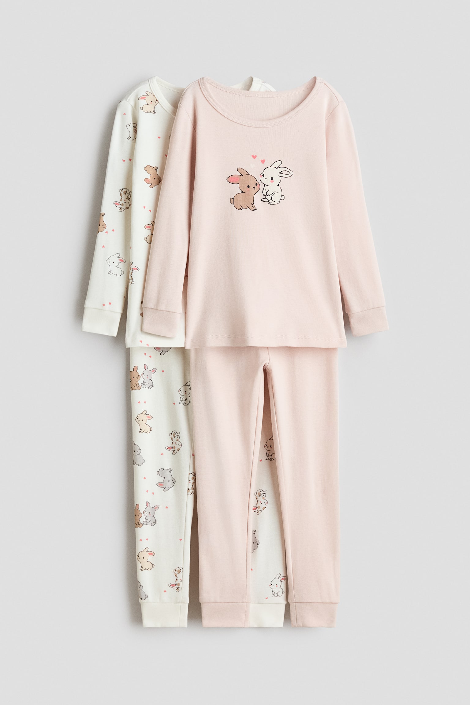 2-pack Snug Fit cotton pyjamas - Light pink/bunnies/Blue/space/White/dinosaurs/White/koalas/Light pink/deer