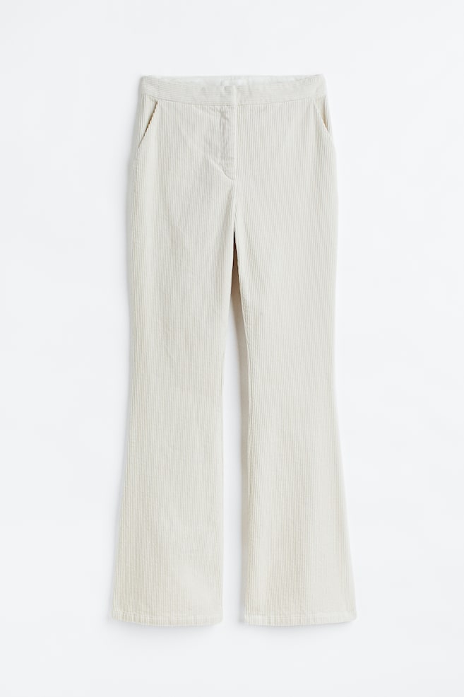 Flared corduroy trousers - Cream