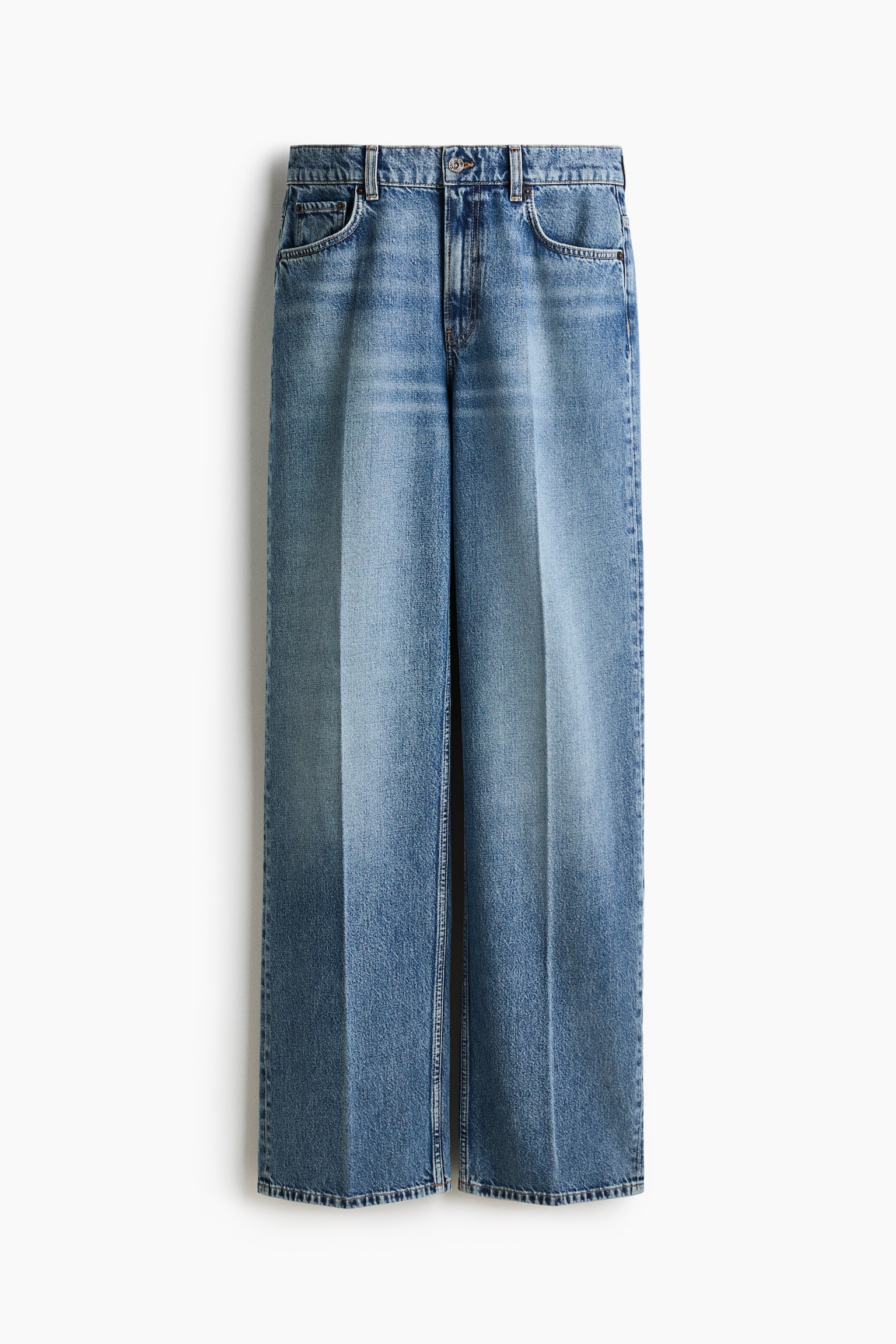 Wide-Leg Creased Jeans - Light denim blue - 1