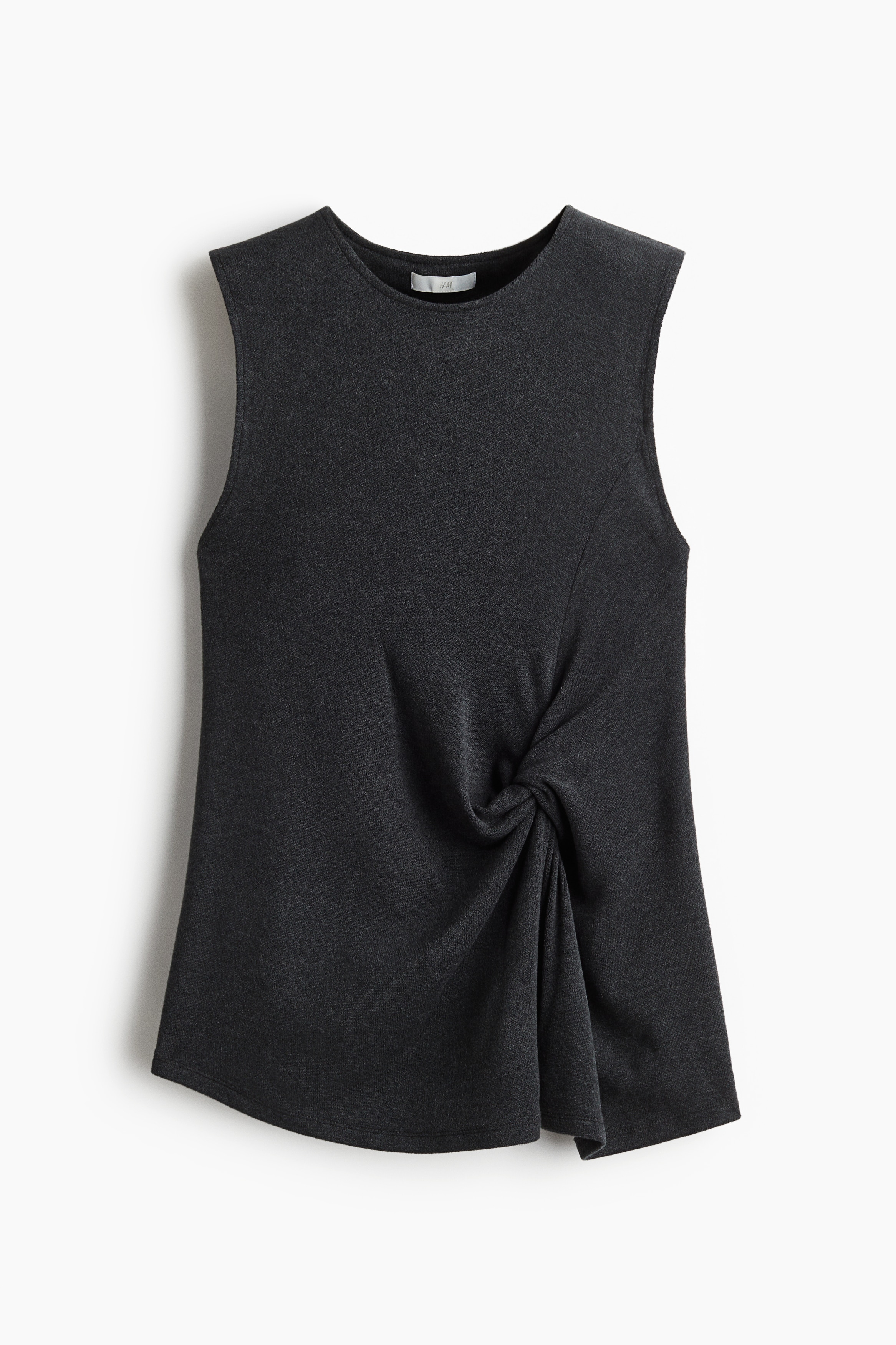 Twist-Detail Tank Top - Dark gray melange