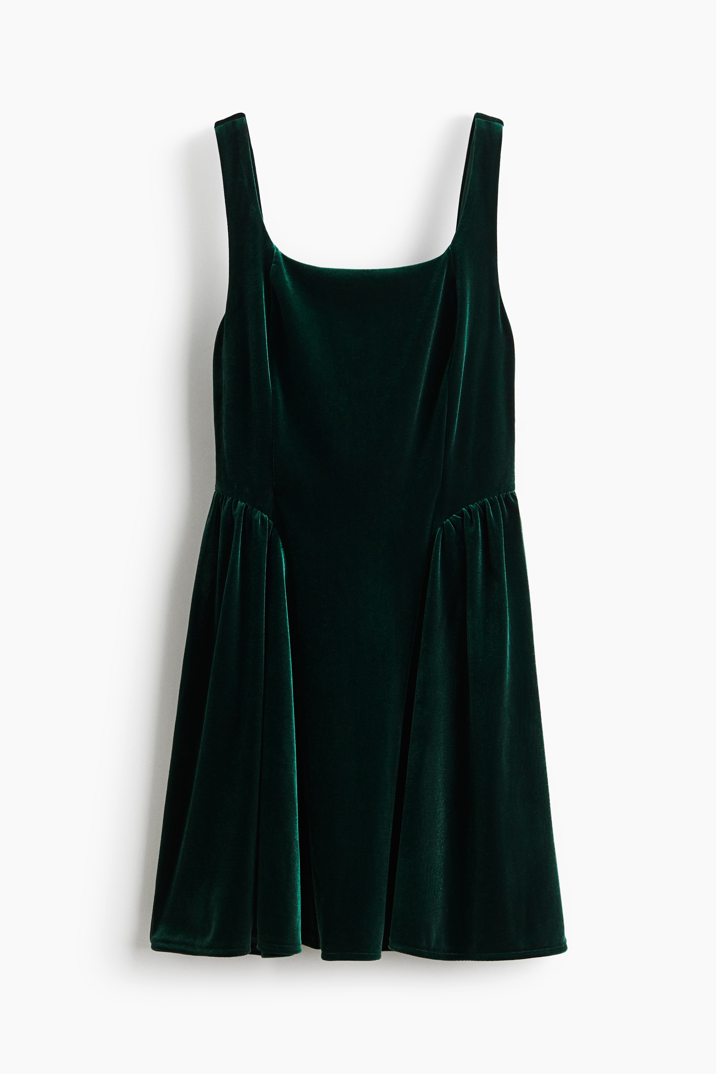 Sleeveless velour dress - Dark green/Black