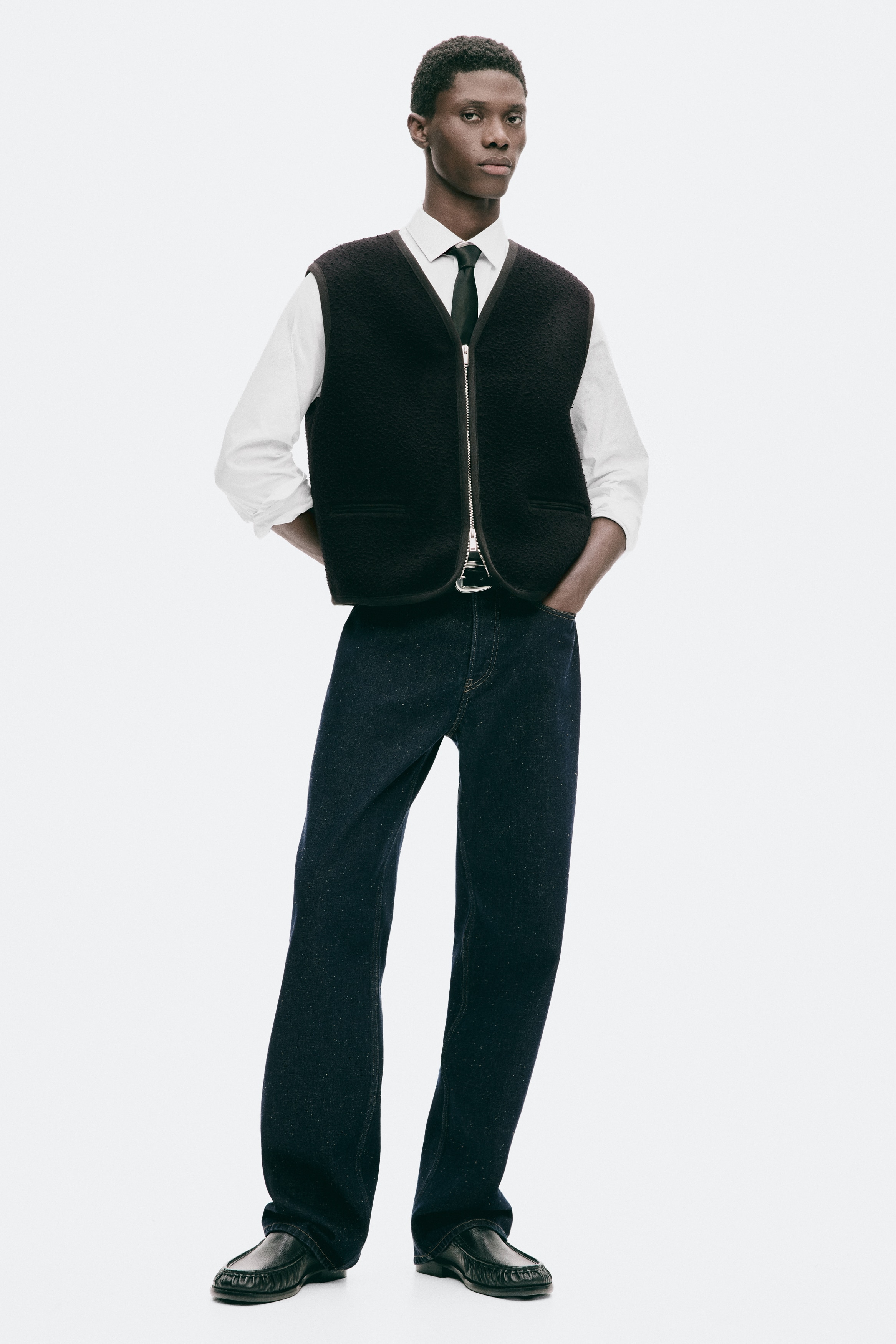 Gilet in misto lana - Nero