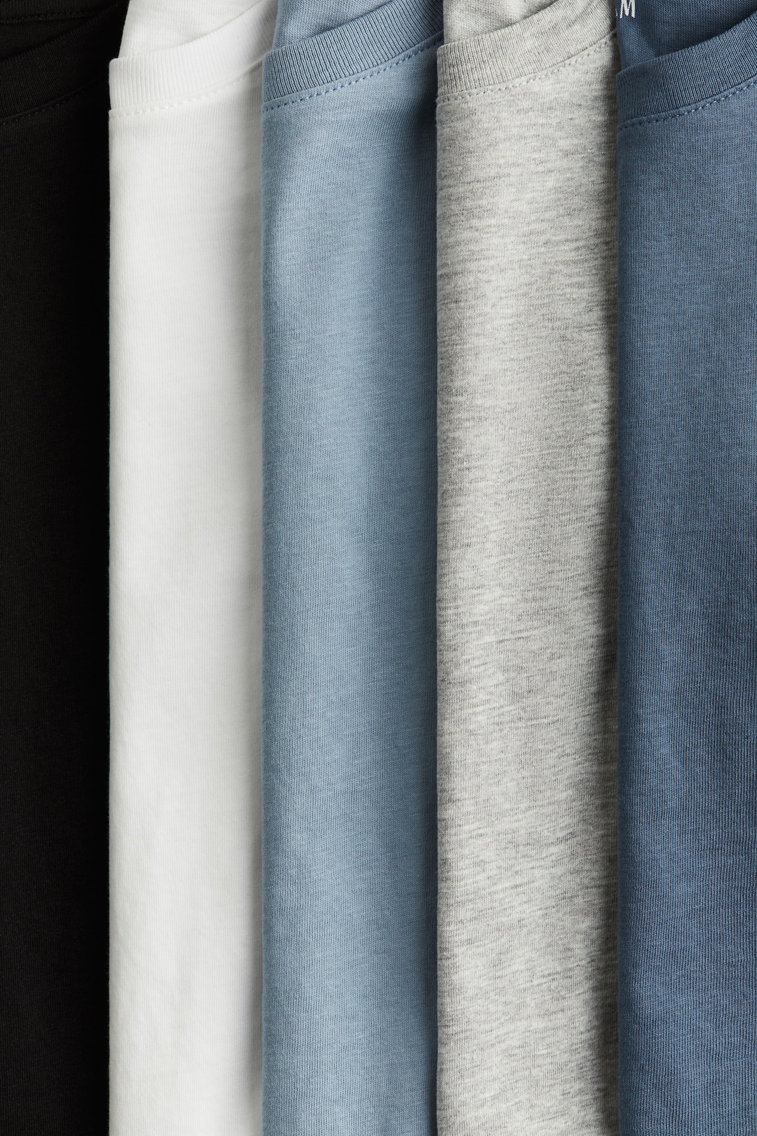 5-pack long-sleeved T-shirts - Dark blue/Dusty blue/Beige/Striped/Red/Blue/Green/Light grey marl/Black/Bright blue/Blue - 2