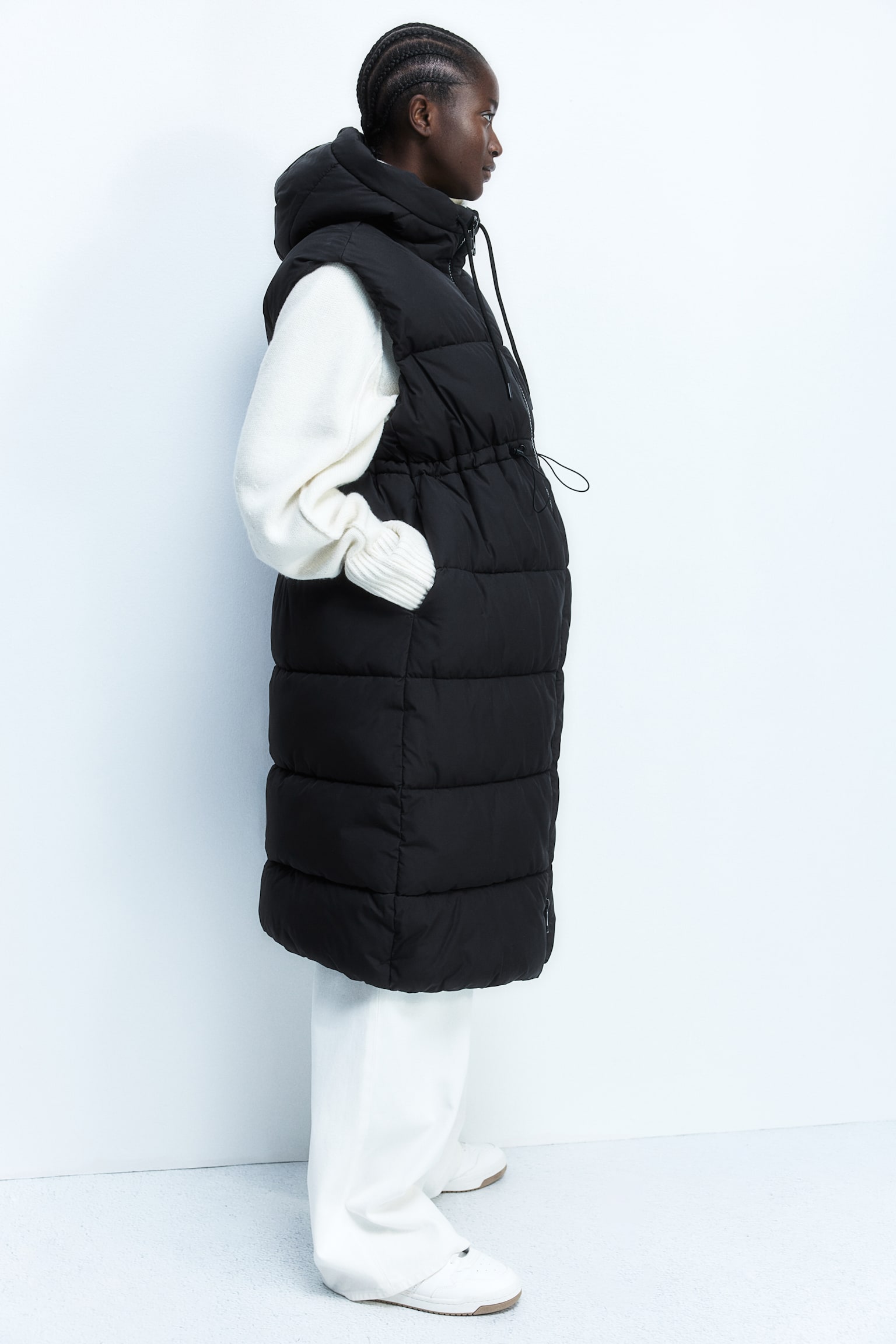 MAMA Hooded puffer gilet - Black/Dark khaki green - 7