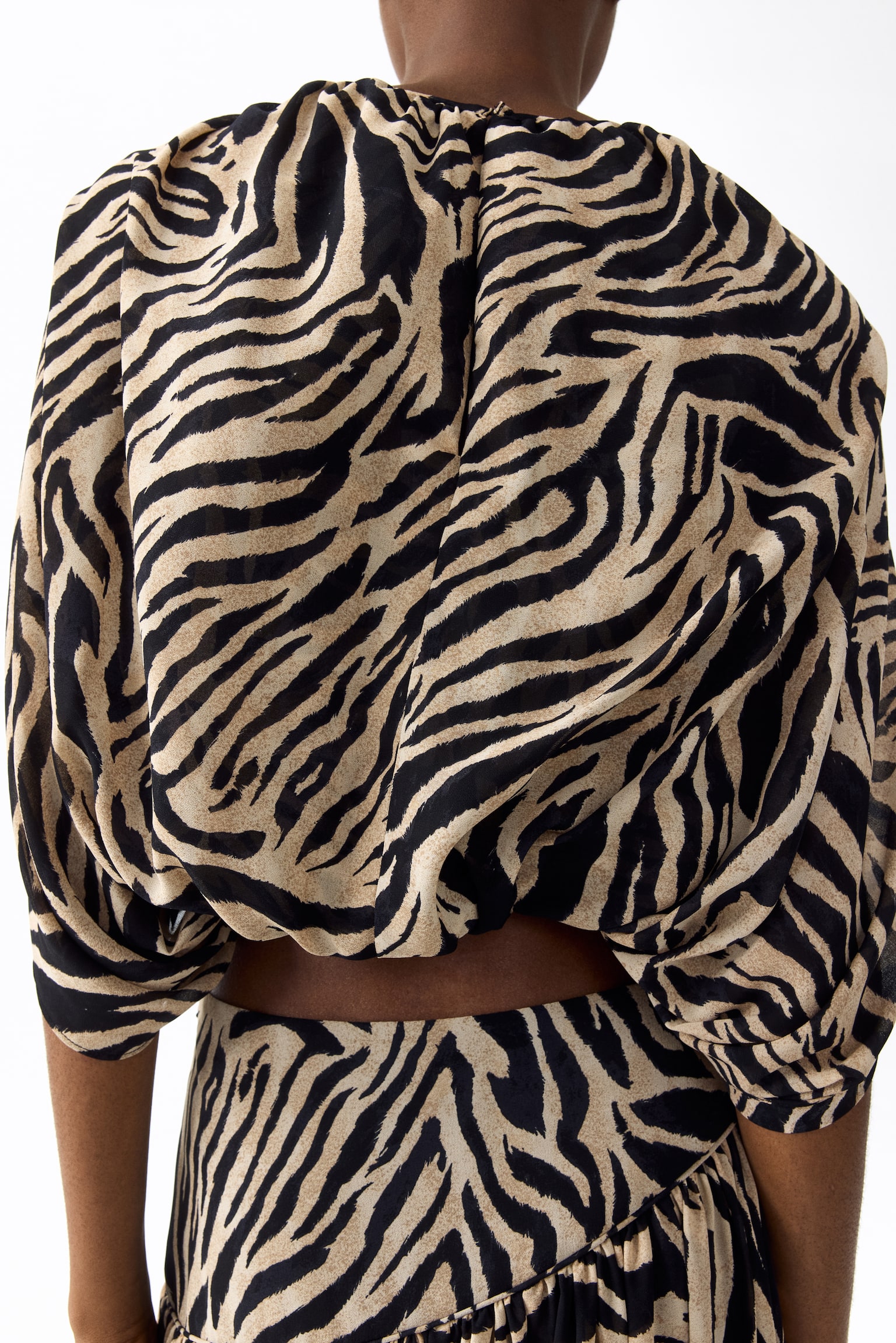 Maxirock aus Chiffon - Beige/Zebramuster/Dunkelbraun - 7