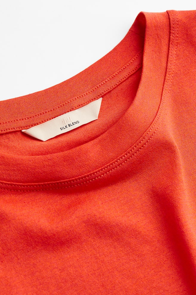 T-shirt i silkemiks - Rød/Hvit/Tåkegrønn/Syrin - 2