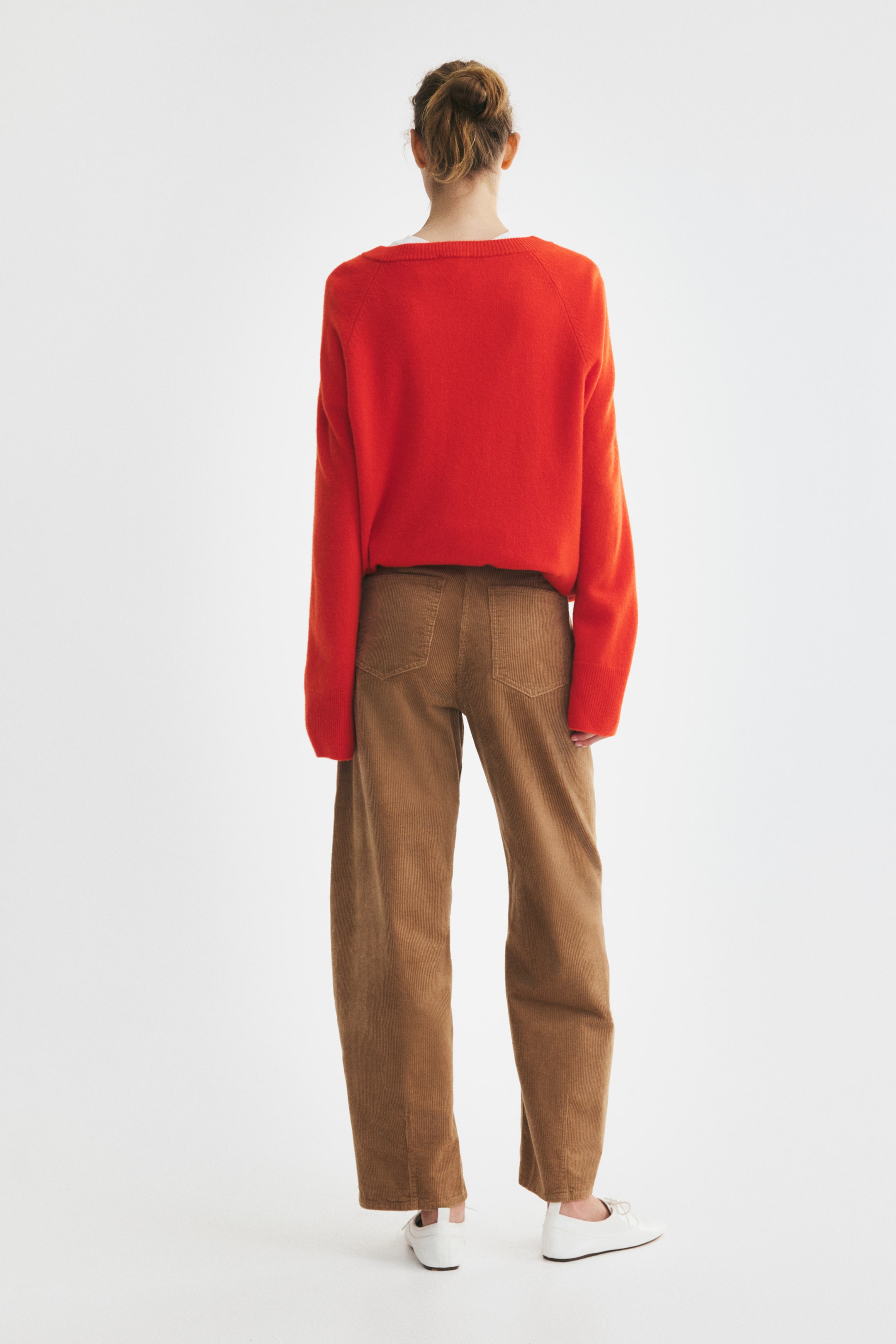 Barrel-Leg Corduroy Pants