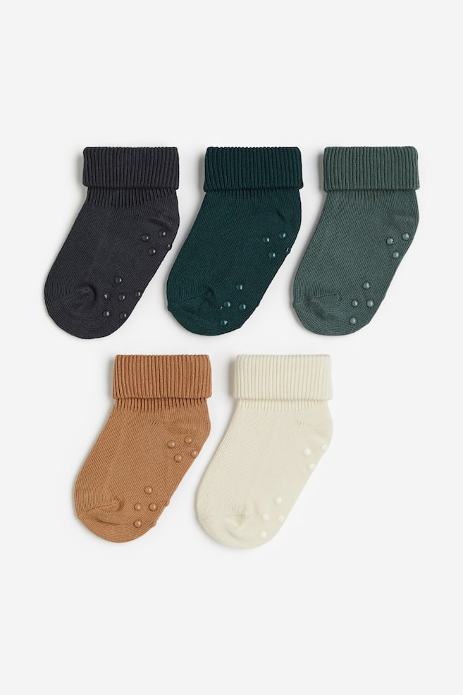 5-pack anti-slip socks - Dark green/Green/Dark grey/Black/Brown/Beige/White/dc/dc/dc/dc/dc/dc/dc/dc/dc - 1