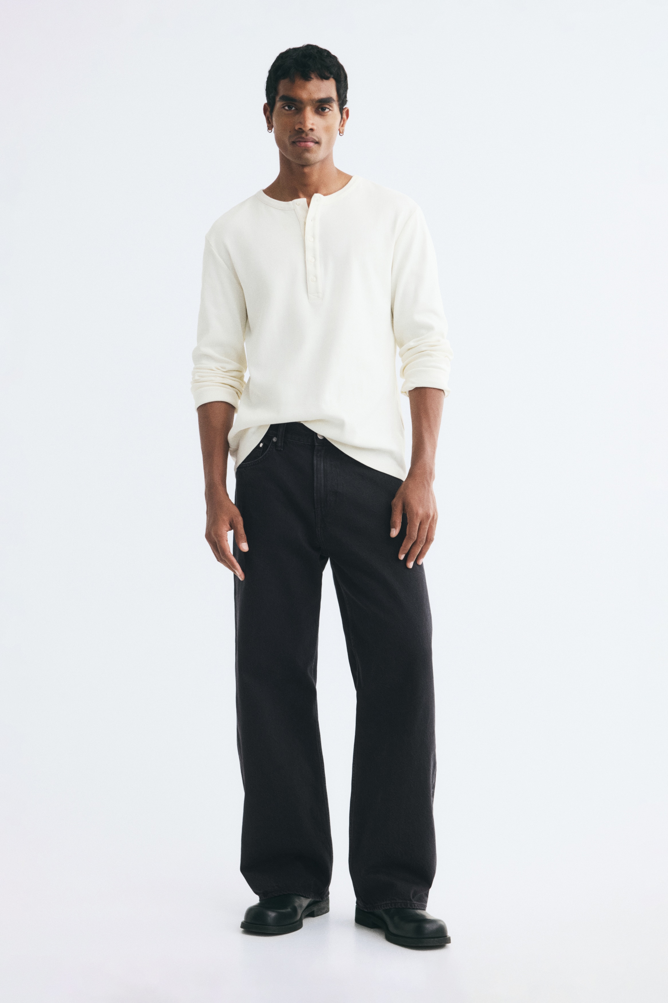 Loose Straight Jeans - Denim black/Dark denim blue/Dusty denim blue/Beige/Light denim blue/Red/Beige/Denim brown/Denim blue