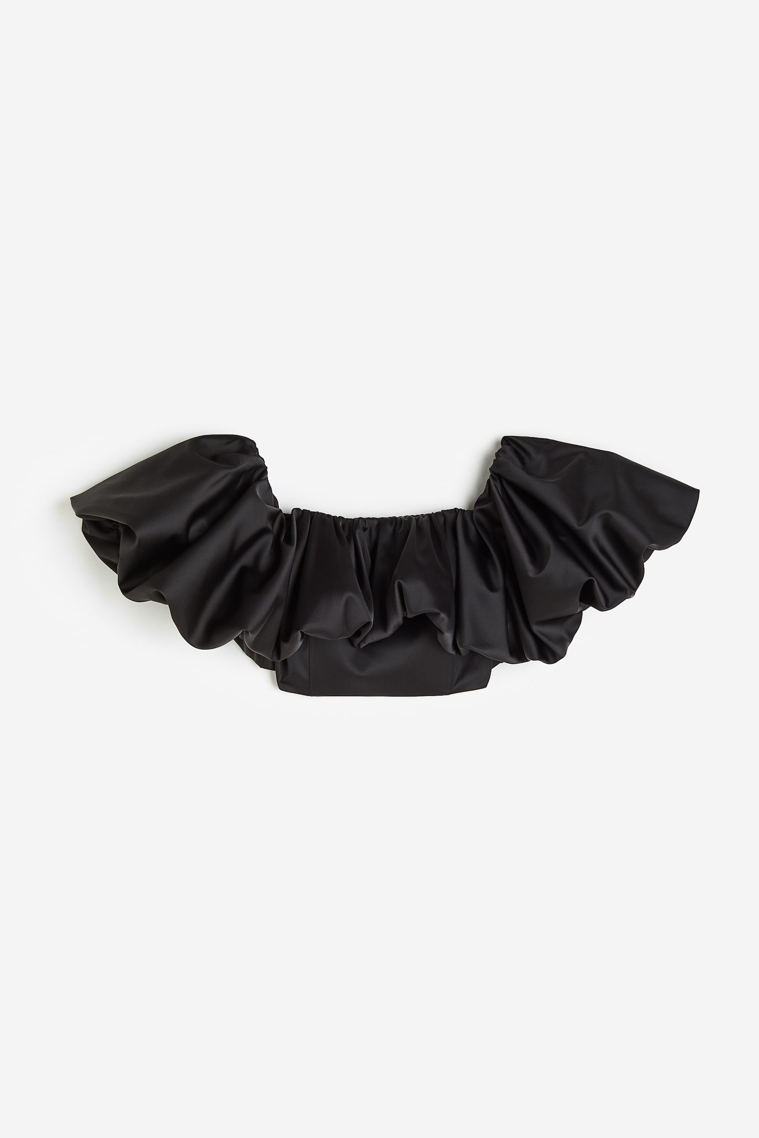 Off The Shoulder Crop Top - Black - 1