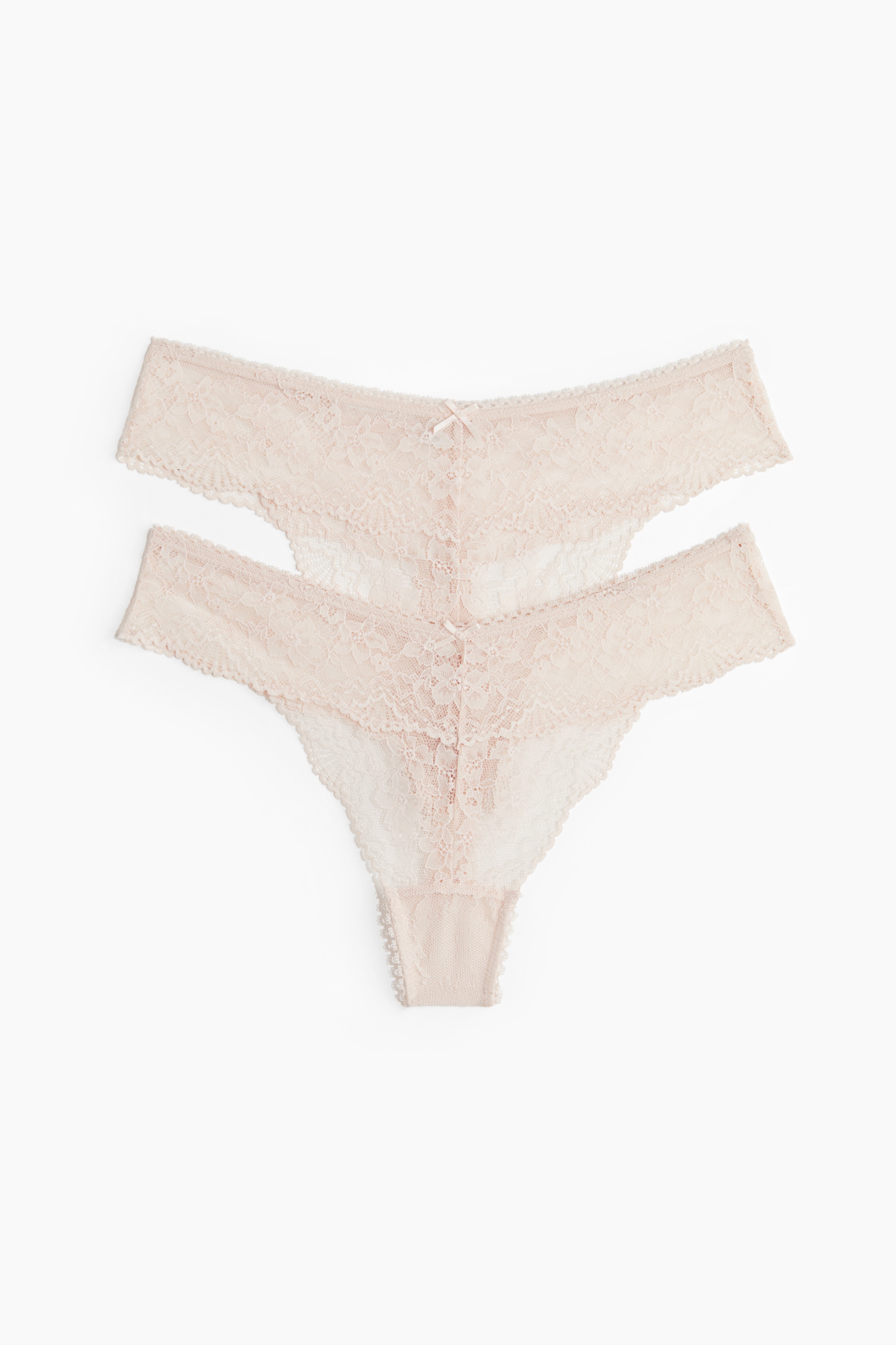Thong in pizzo 2 pezzi - Rosa cipria/Nero