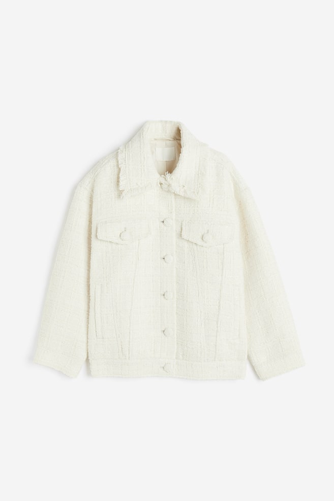 Textured-weave jacket - Cream - 2