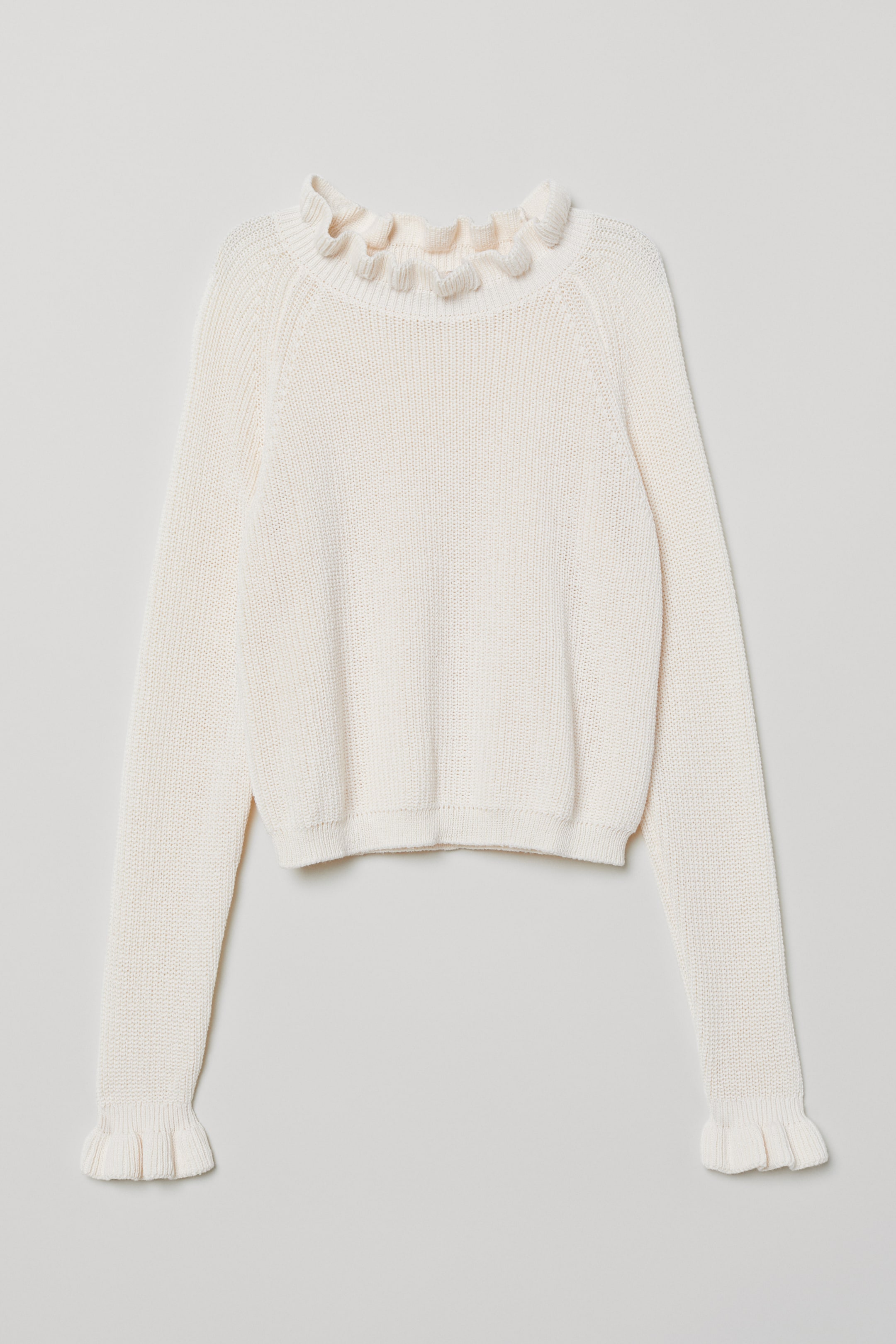 Büyük resmi görüntüle: Fırfırlı Triko Kazak - Natürel beyaz - KADIN | H&M TR 1