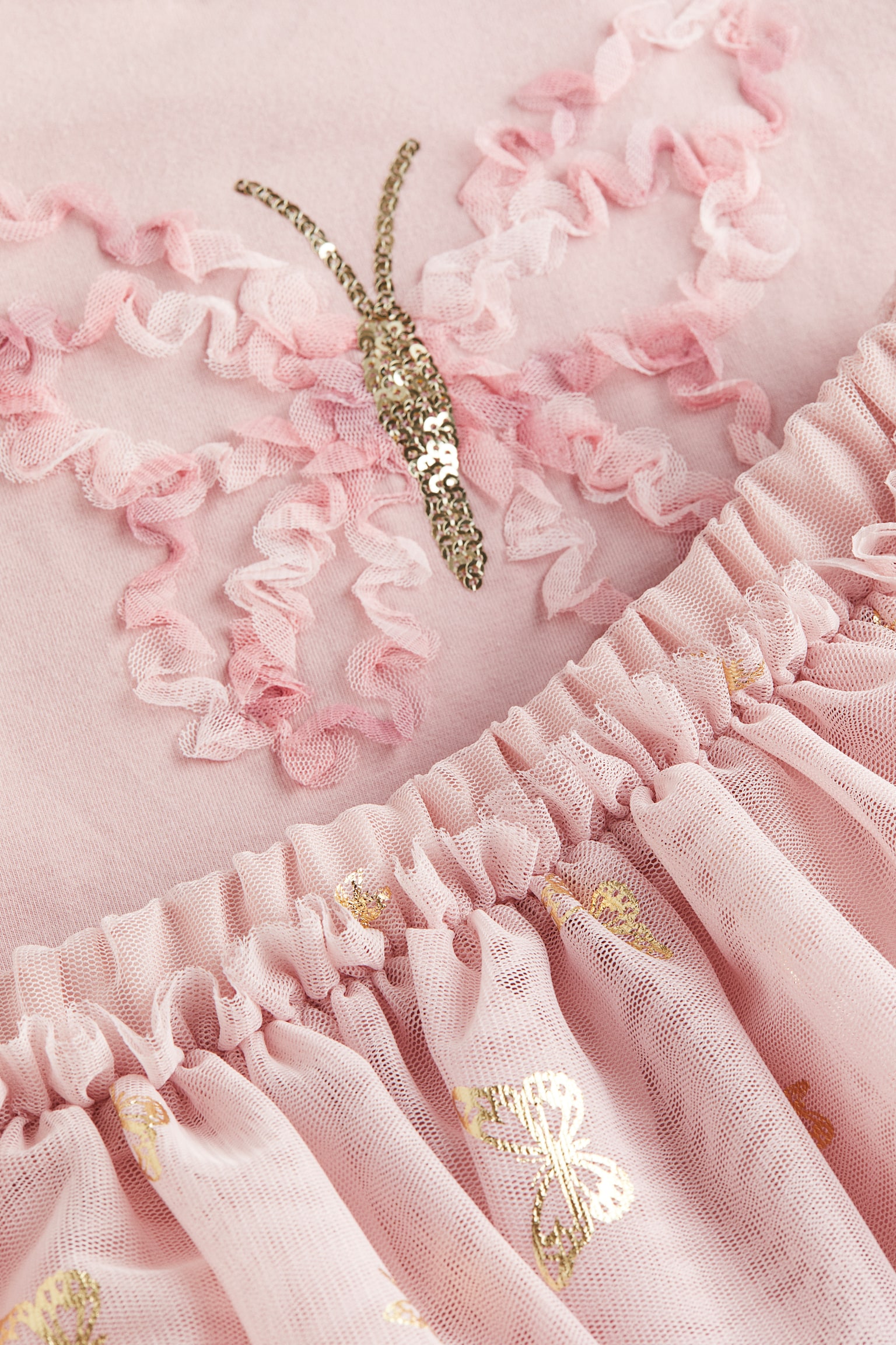 2-piece Top & Skirt Set - Light pink/Butterflies - 2