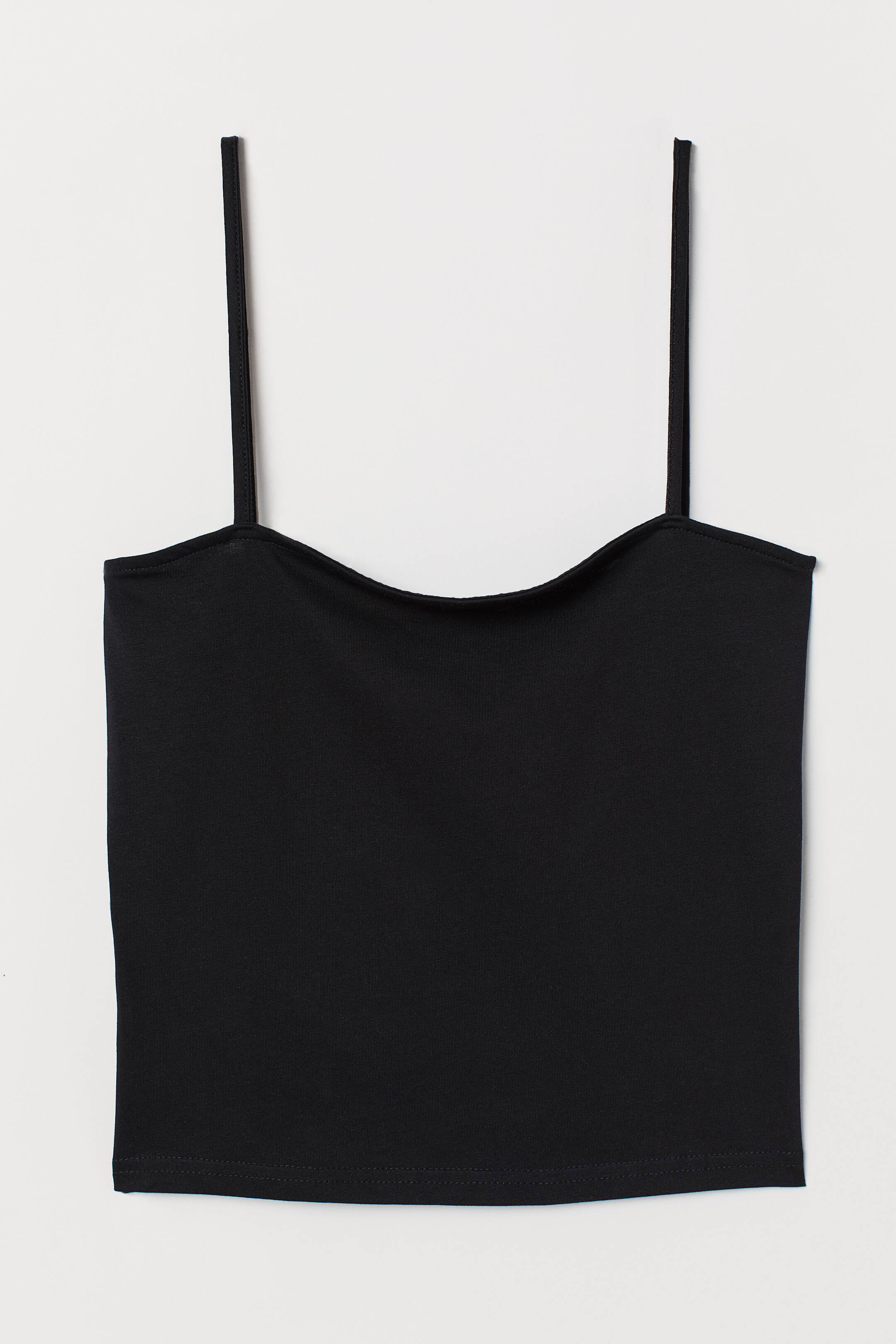 View larger image: Cropped jersey strappy top - Black - Ladies | H&M IN 1