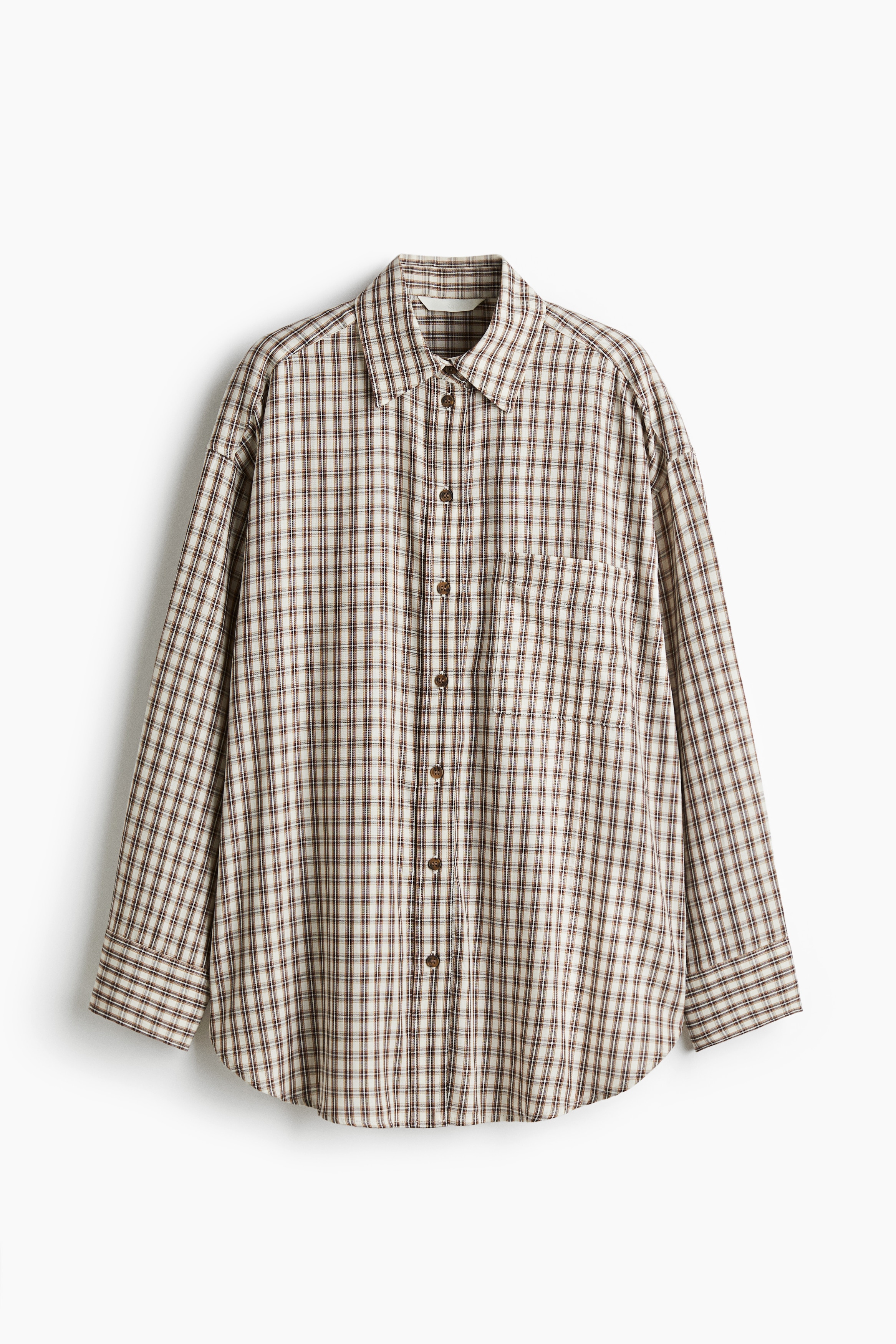 Oversize-puuvillapaita - Valkoinen/Ruudullinen