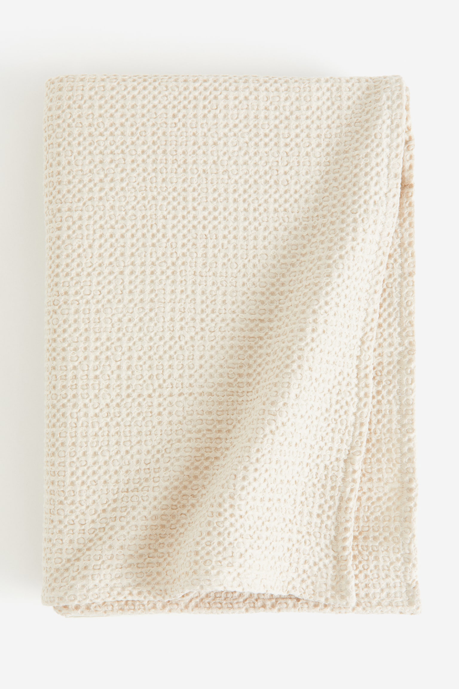 Waffled cotton throw - Light beige - 2