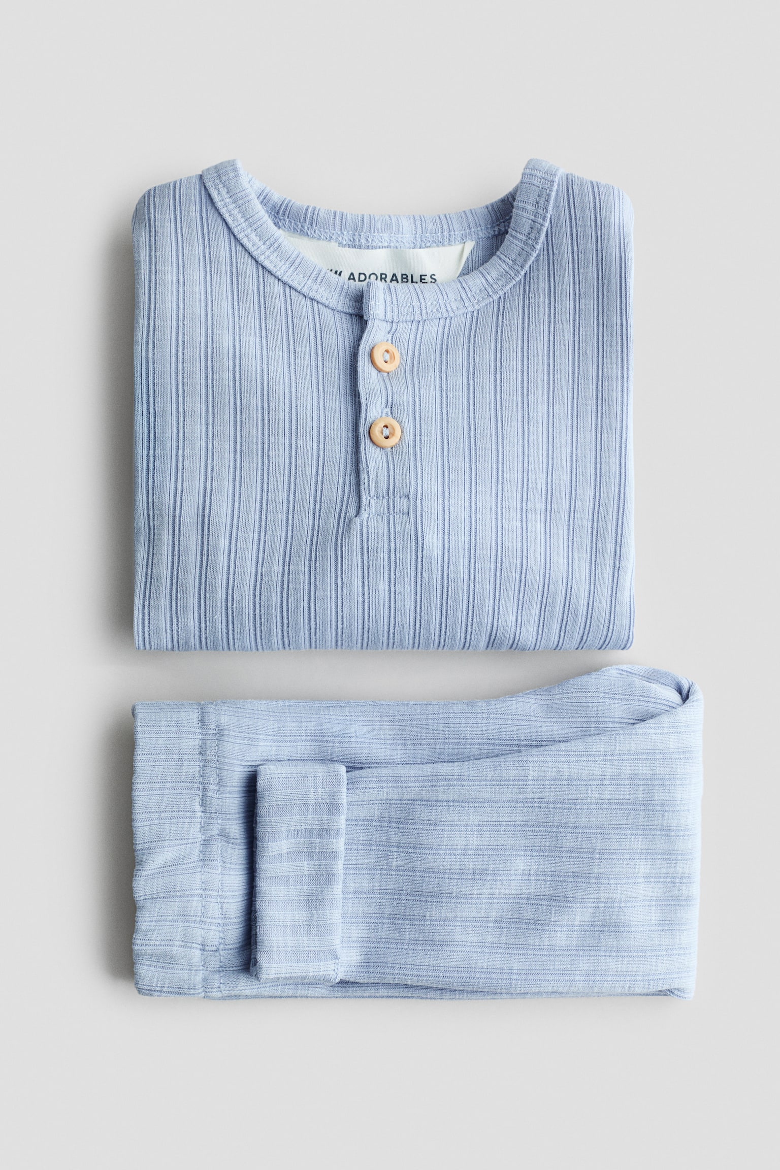 Детские комплекты H&M 2-Piece Ribbed Jersey Set, цвет: Светлый синий — фото 2