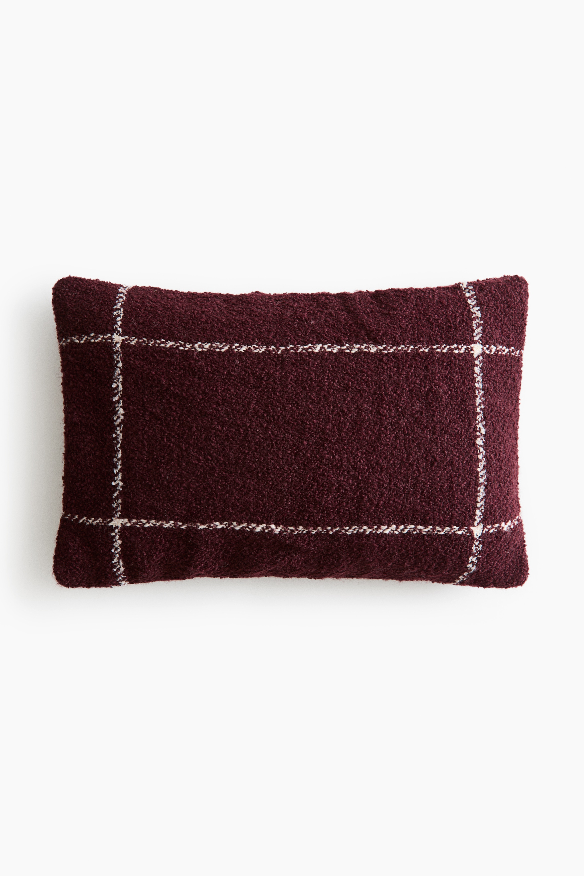 Funda de cojín en tejido bouclé de mezcla de lana - Rojo ciruela oscuro/Cuadros/Crema/Diseño de cuadros/Beige oscuro/Diseño a cuadros