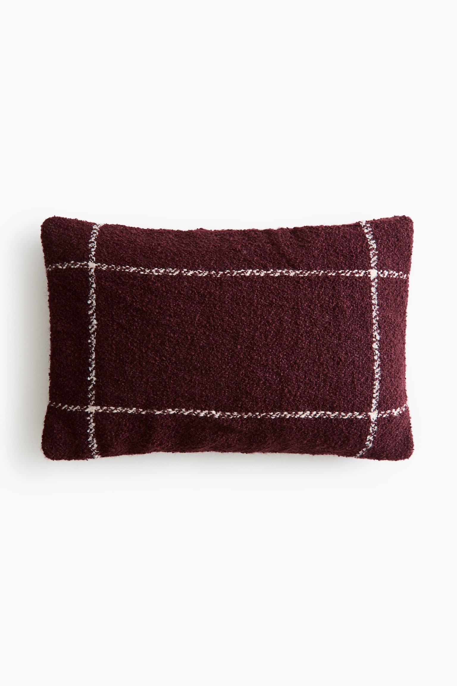 Wool-Blend Bouclé Cushion Cover - Dark plum red/grid pattern/Dark beige/grid pattern/Cream/grid pattern