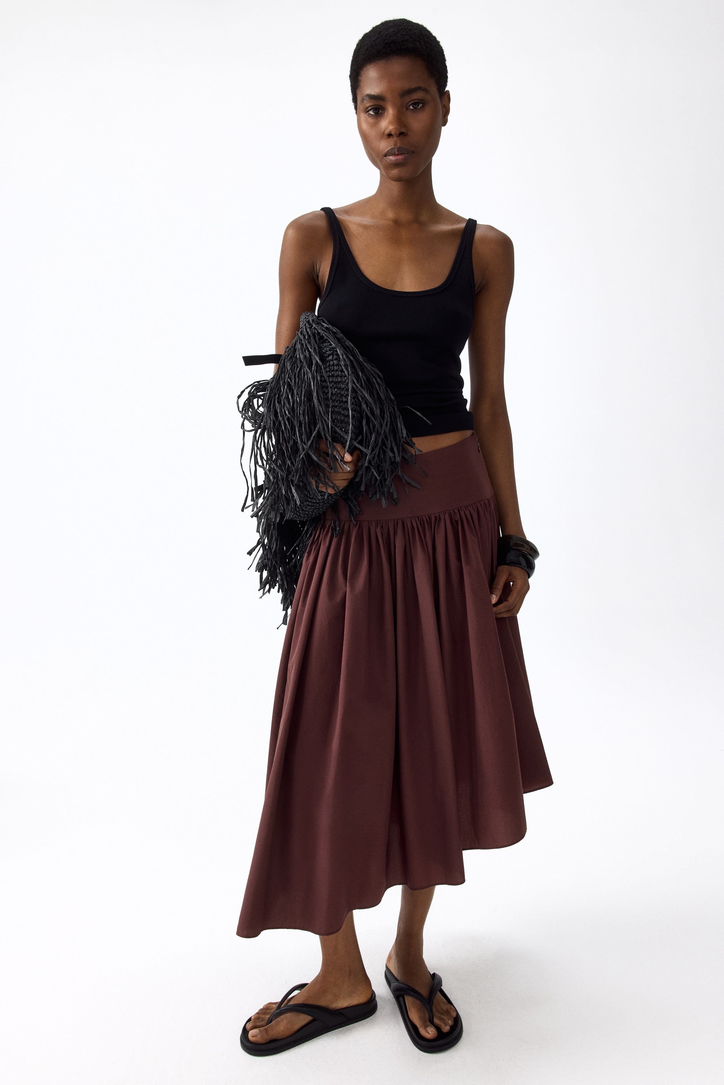Asymmetric Midi SkirtModel
