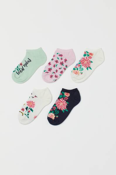 5-pack floral trainer socks - White/Floral - Kids | H&M GB