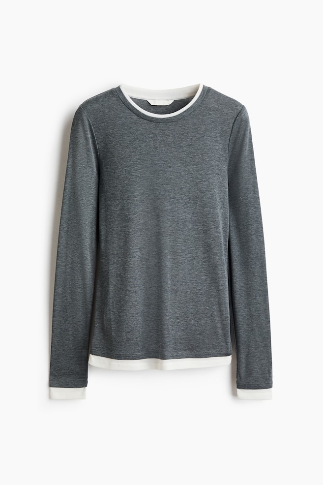 Shirt im Lagenlook - Graumeliert/Schwarz/Dunkellila/Dunkles Mattblau - 1